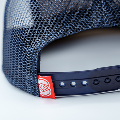 YCH 7-Panel Trucker Hat - Gold/Navy