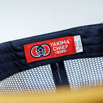 YCH 7-Panel Trucker Hat - Gold/Navy