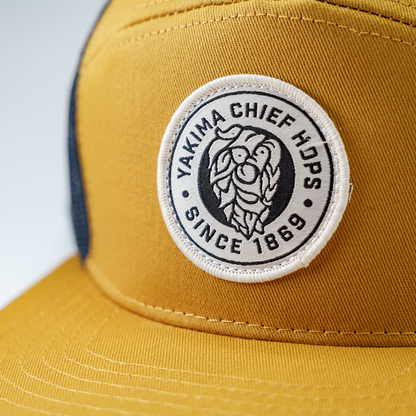 YCH 7-Panel Trucker Hat - Gold/Navy